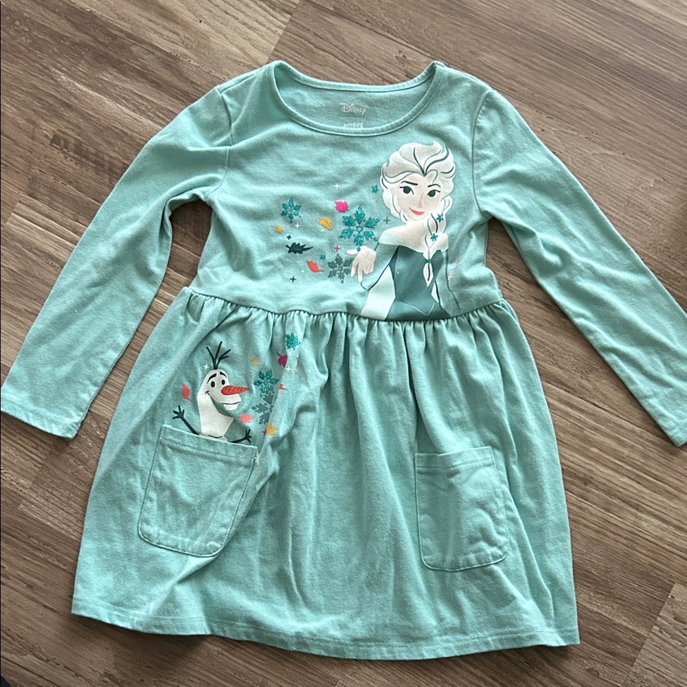 Disney Frozen Elsa and Olaf Kids Dress - Teal 3T